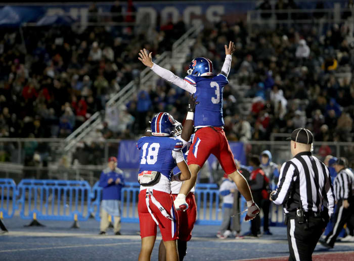 Ryder Lyons (3) celebrating one of his three rushing touchdowns on Saturday